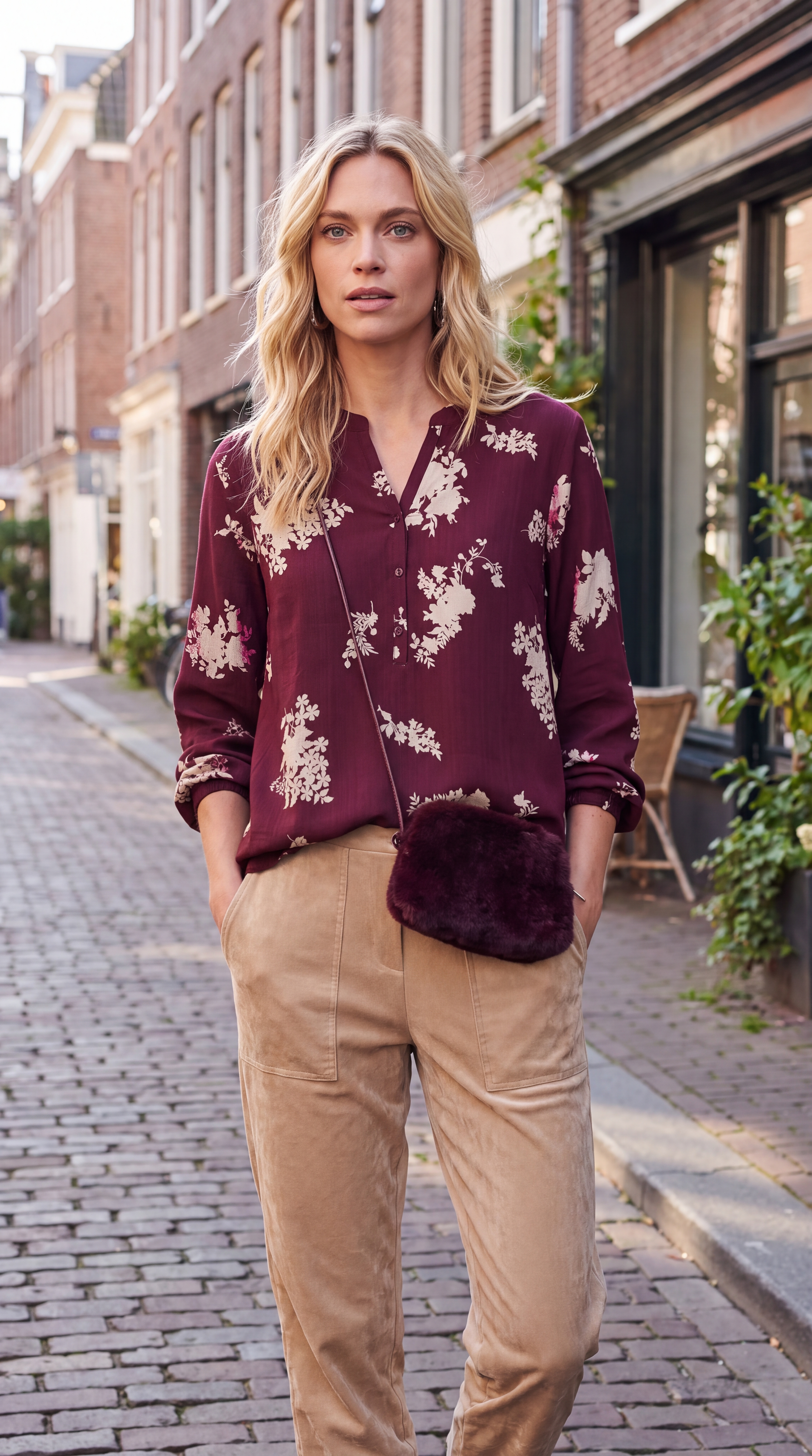 Dámska blúzka BROADWAY NYC FASHION BURGUNDY FLOWER s.WEAR 9